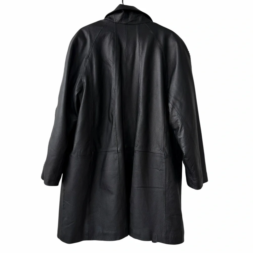Veranesi Women’s Black Leather Coat with Braided details  plus size 24w - Picture 6 of 9